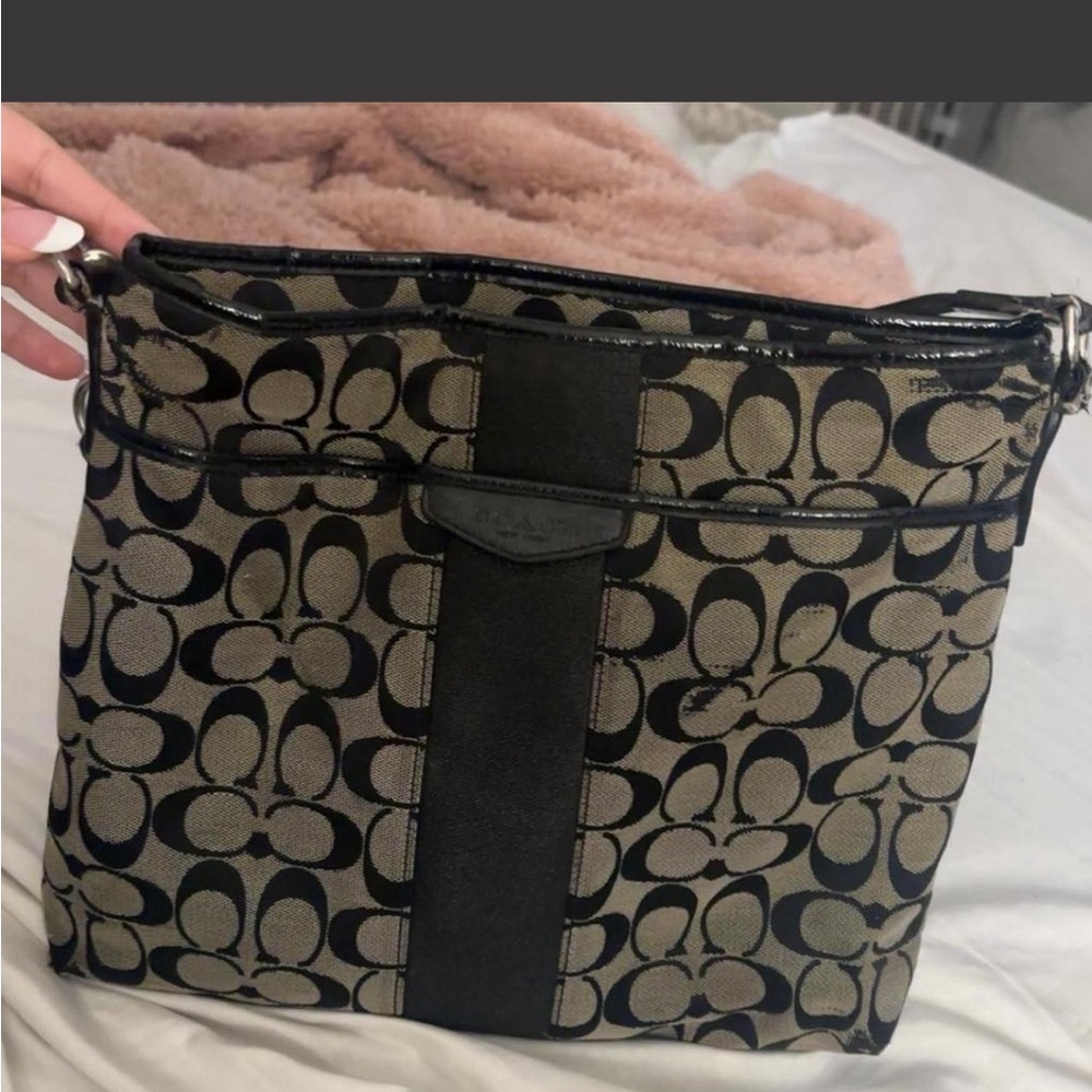 Coach brown and black crossbody bag
